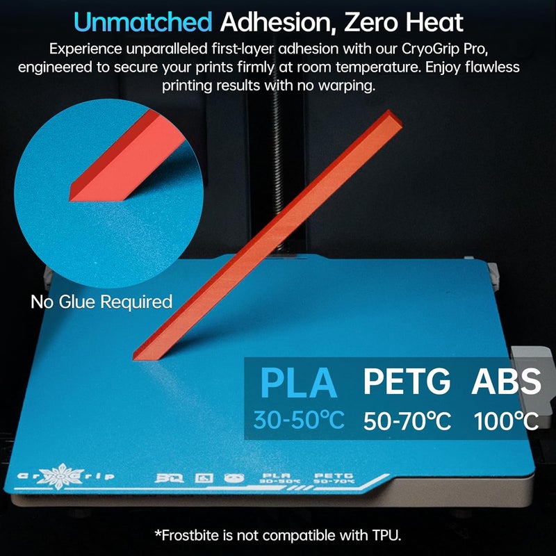 BigTreeTech BIQU Cryogrip Pro Frostbite Panda Build Plate 257x257MM for Bambu-Lab P1P, P1S, P2S, X1C, X1E, A1 3D Printer - Image 2